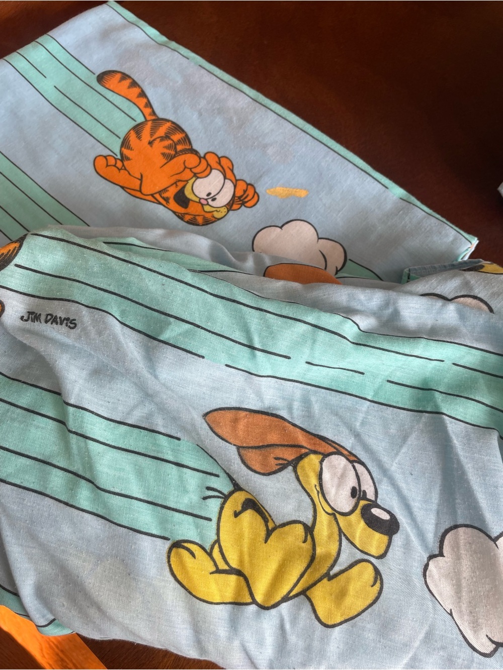 Vintage 70’s Garfield Odie Chase 1978 Twin Fitted Sheet & Flat Sheet